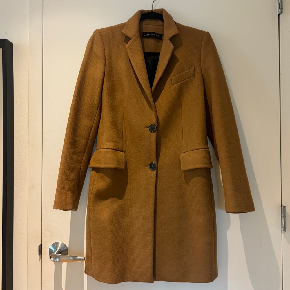 Zara Camel Tan Tailored Wool Coat XS